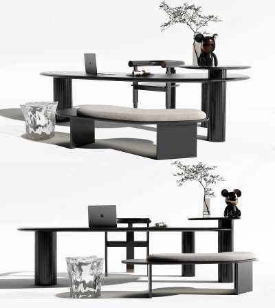 现代书桌椅组合3D模型下载